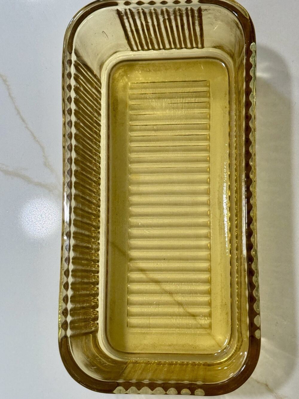 Amber Depression Glass Ribbed Refrigerator Dish No Lid 8.5x4.25 Federal Glass